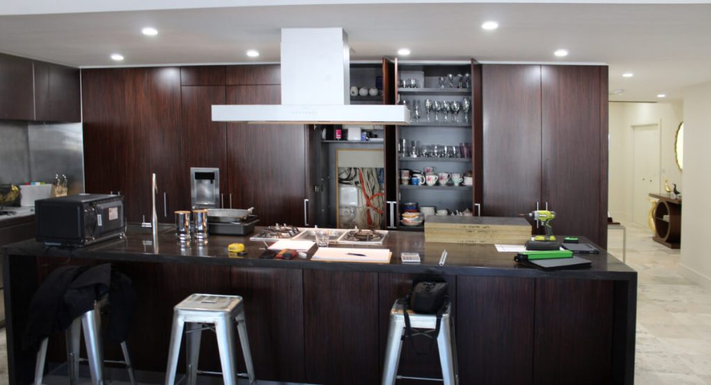Monochrome & Brass Show-Kitchen — before